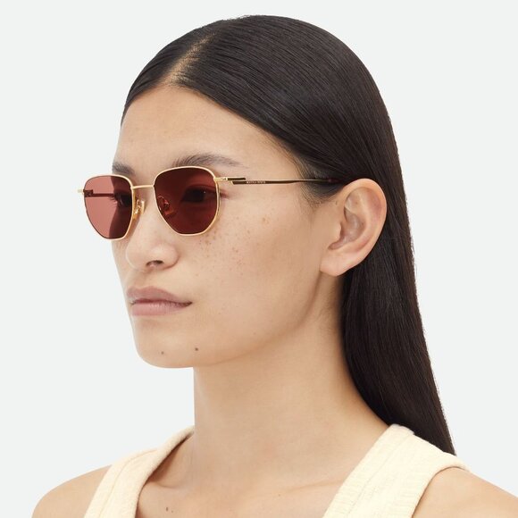 BRAND NEW Bottega Veneta BV1301S 003 Gold Brown Split Panthos Unisex Sunglasses - Picture 9 of 11